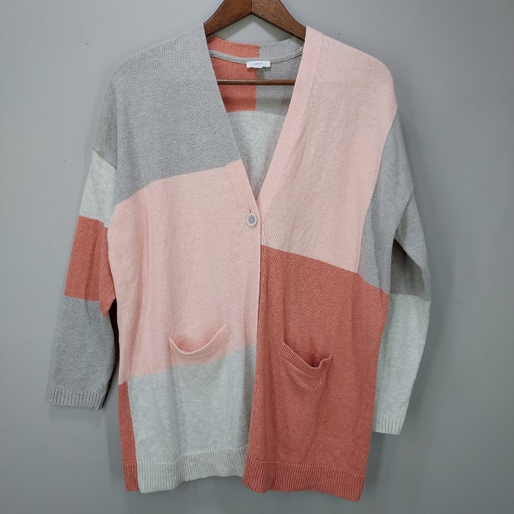 J. Jill Pure Jill Colorblock Cardigan Sweater with Pockets